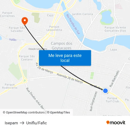 Isepam to Uniflu/Fafic map
