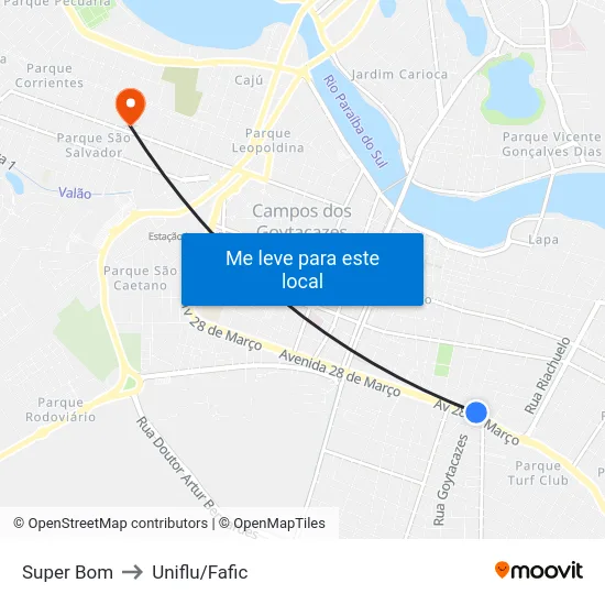 Super Bom to Uniflu/Fafic map