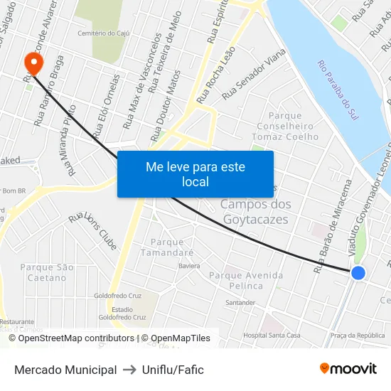 Mercado Municipal to Uniflu/Fafic map