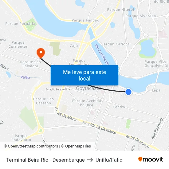 Terminal Beira-Rio - Desembarque to Uniflu/Fafic map