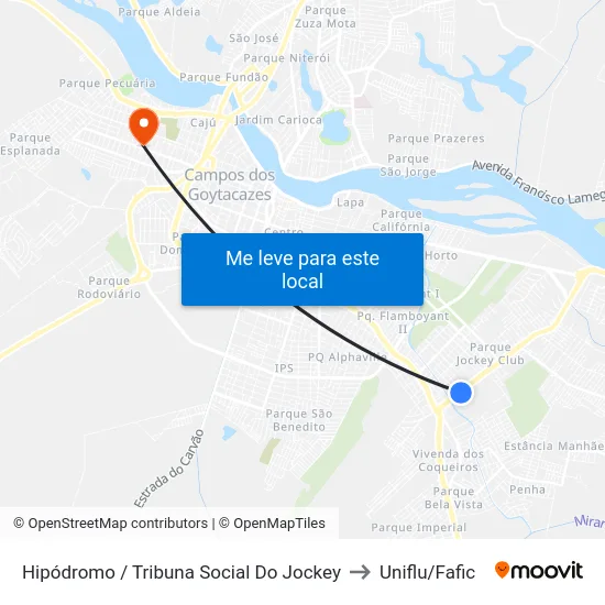 Hipódromo / Tribuna Social Do Jockey to Uniflu/Fafic map