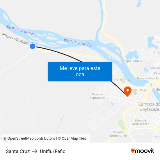 Santa Cruz to Uniflu/Fafic map