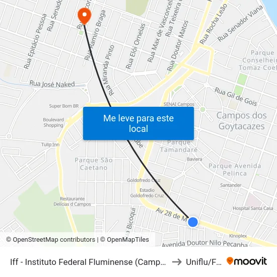 Iff - Instituto Federal Fluminense (Campus-Centro) to Uniflu/Fafic map