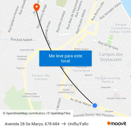 Avenida 28 De Março, 678-684 to Uniflu/Fafic map