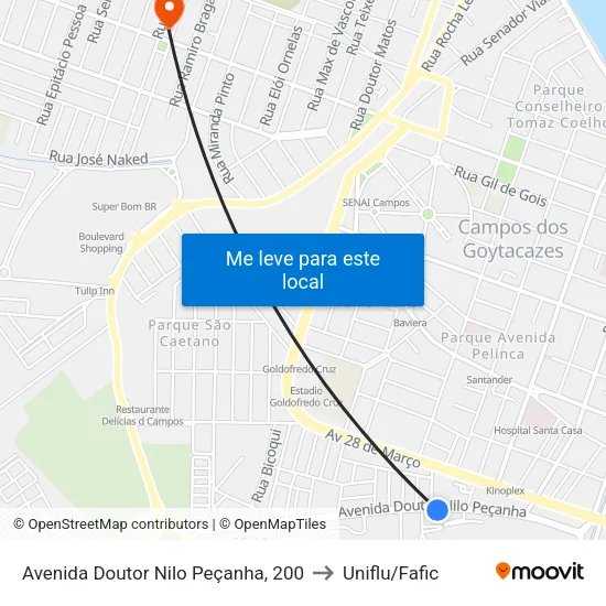 Avenida Doutor Nilo Peçanha, 200 to Uniflu/Fafic map