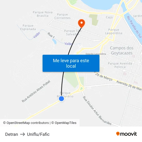Detran to Uniflu/Fafic map