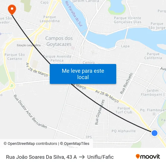 Rua João Soares Da Silva, 43 A to Uniflu/Fafic map