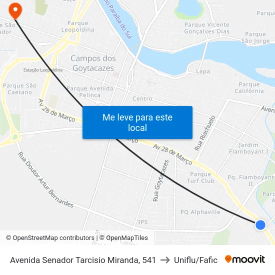 Avenida Senador Tarcisio Miranda, 541 to Uniflu/Fafic map