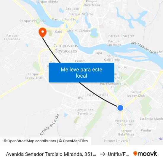 Avenida Senador Tarcisio Miranda, 3516-3562 to Uniflu/Fafic map