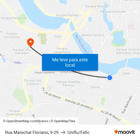 Rua Marechal Floriano, 9-29 to Uniflu/Fafic map