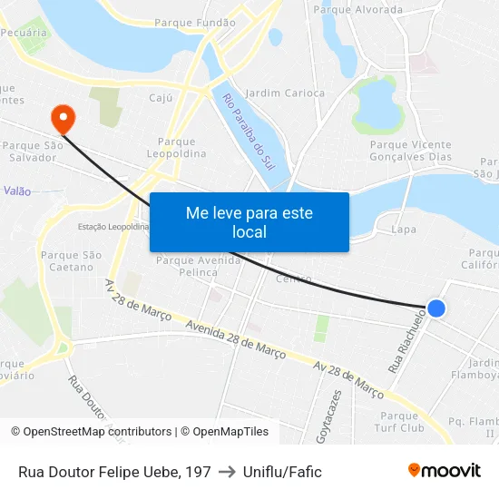 Rua Doutor Felipe Uebe, 197 to Uniflu/Fafic map