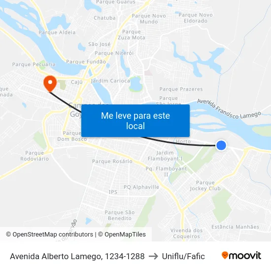 Avenida Alberto Lamego, 1234-1288 to Uniflu/Fafic map