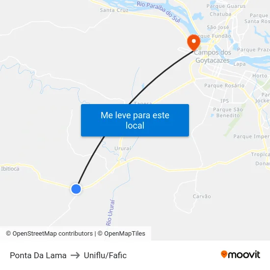 Ponta Da Lama to Uniflu/Fafic map