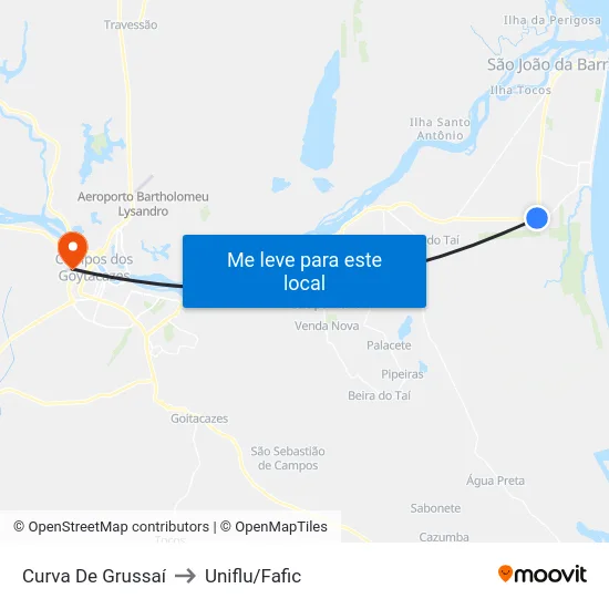 Curva De Grussaí to Uniflu/Fafic map