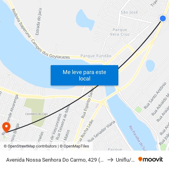 Avenida Nossa Senhora Do Carmo, 429  (Sentido Centro) to Uniflu/Fafic map
