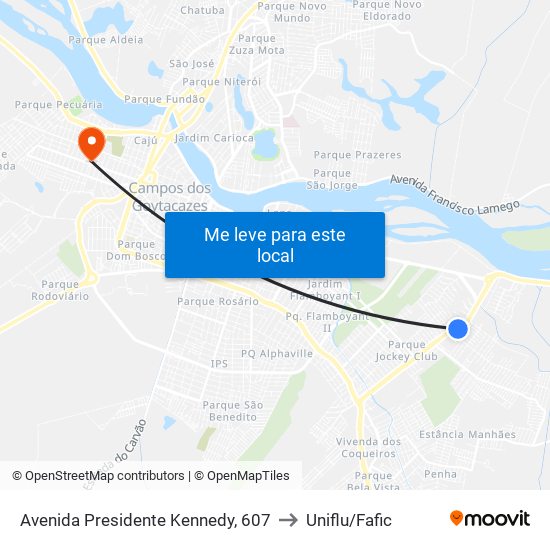 Avenida Presidente Kennedy, 607 to Uniflu/Fafic map