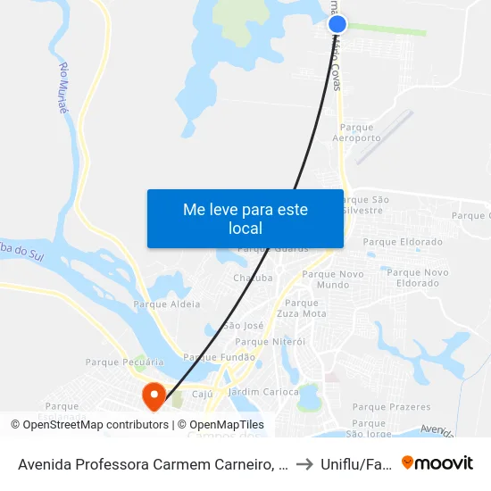 Avenida Professora Carmem Carneiro, 404 to Uniflu/Fafic map