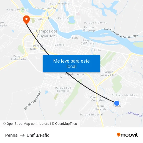 Penha to Uniflu/Fafic map