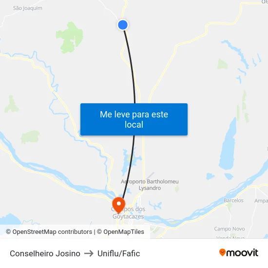 Conselheiro Josino to Uniflu/Fafic map