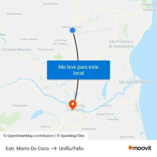 Estr. Morro Do Coco to Uniflu/Fafic map
