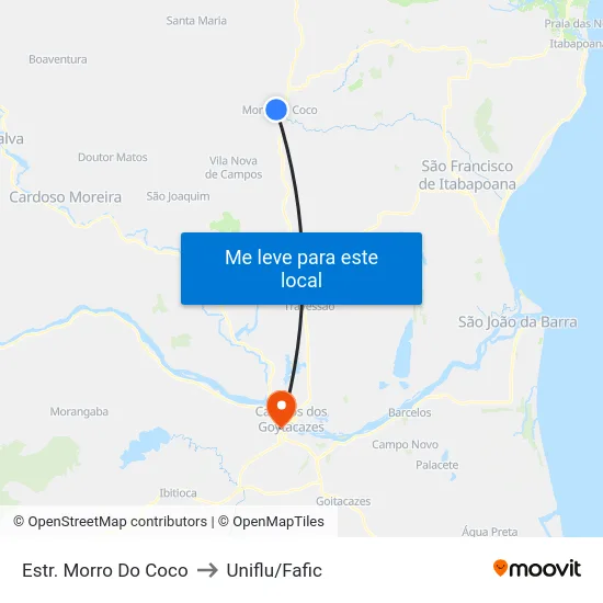 Estr. Morro Do Coco to Uniflu/Fafic map