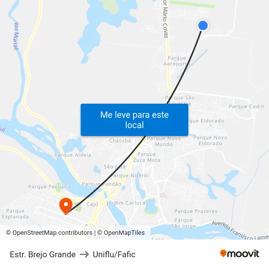 Estr. Brejo Grande to Uniflu/Fafic map