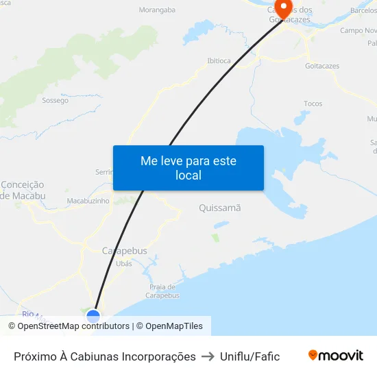 Próximo À Cabiunas Incorporações to Uniflu/Fafic map