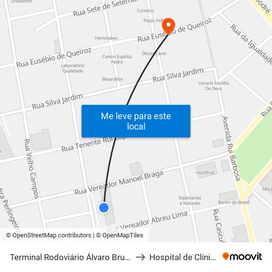 Terminal Rodoviário Álvaro Brum De Azevedo (Macaé) to Hospital de Clínicas São Lucas map