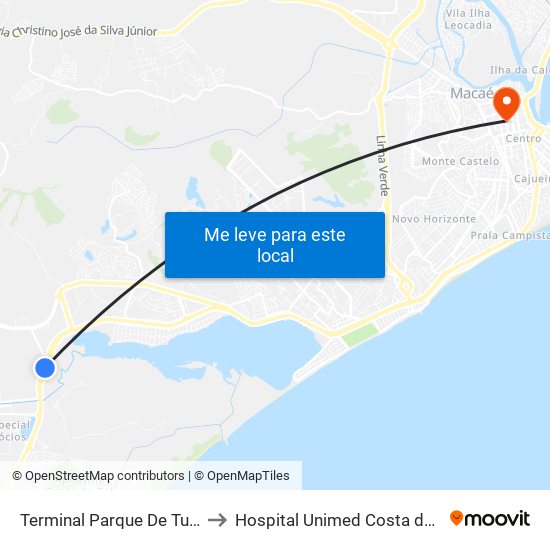 Terminal Parque De Tubos to Hospital Unimed Costa do Sol map