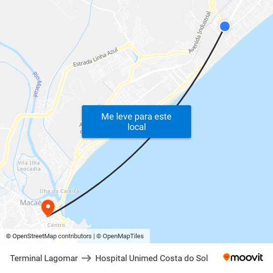 Terminal Lagomar to Hospital Unimed Costa do Sol map
