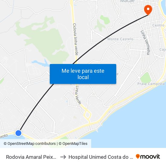 Rodovia Amaral Peixoto to Hospital Unimed Costa do Sol map