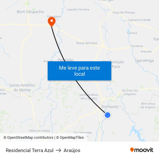 Residencial Terra Azul to Araújos map