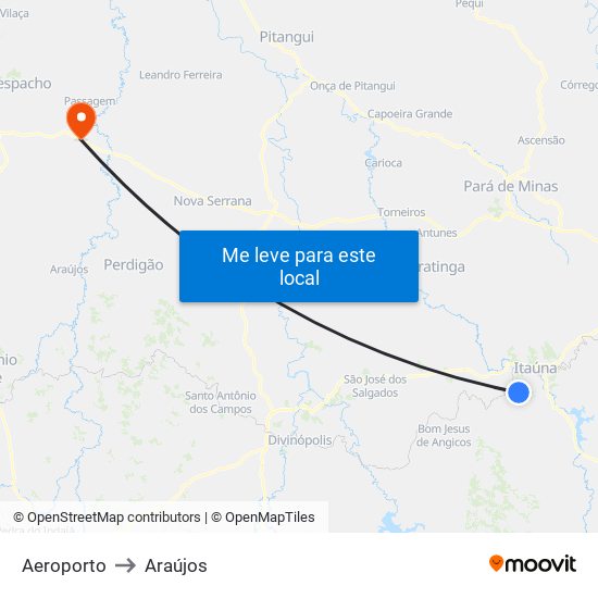 Aeroporto to Araújos map