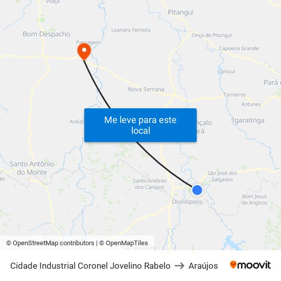 Cidade Industrial Coronel Jovelino Rabelo to Araújos map