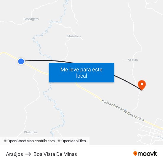 Araújos to Boa Vista De Minas map