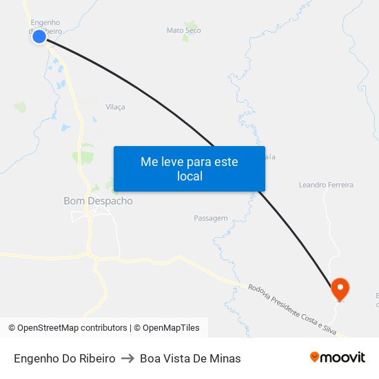 Engenho Do Ribeiro to Boa Vista De Minas map