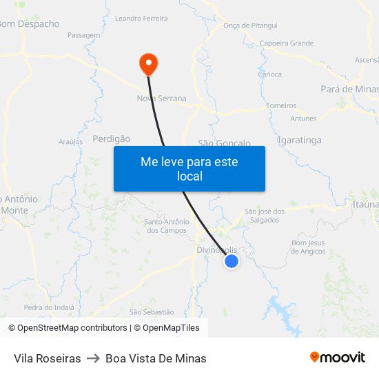 Vila Roseiras to Boa Vista De Minas map