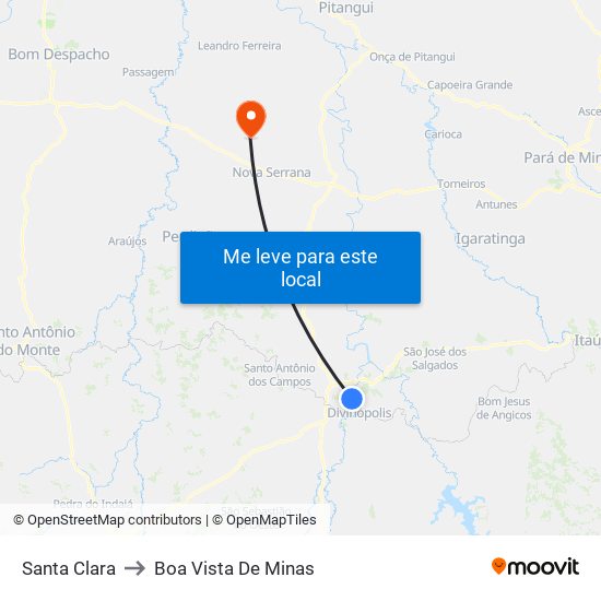 Santa Clara to Boa Vista De Minas map