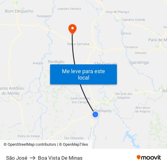 São José to Boa Vista De Minas map