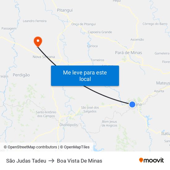 São Judas Tadeu to Boa Vista De Minas map
