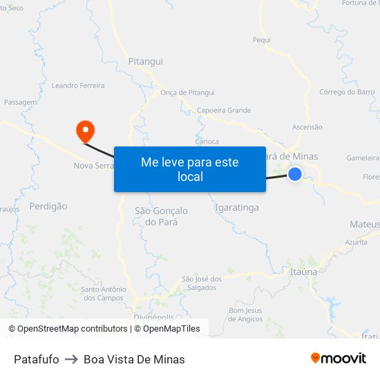 Patafufo to Boa Vista De Minas map