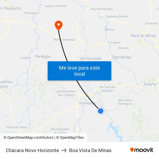 Chácara Novo Horizonte to Boa Vista De Minas map