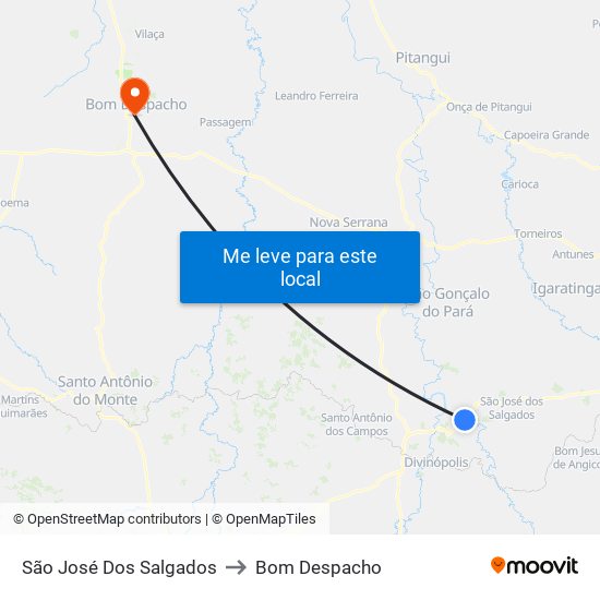 São José Dos Salgados to Bom Despacho map