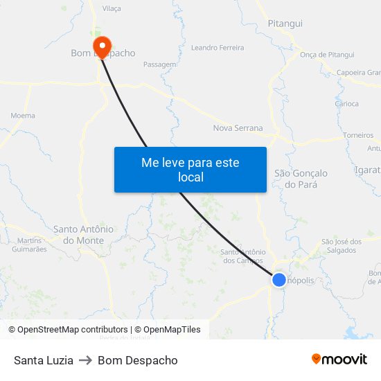 Santa Luzia to Bom Despacho map