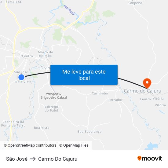 São José to Carmo Do Cajuru map