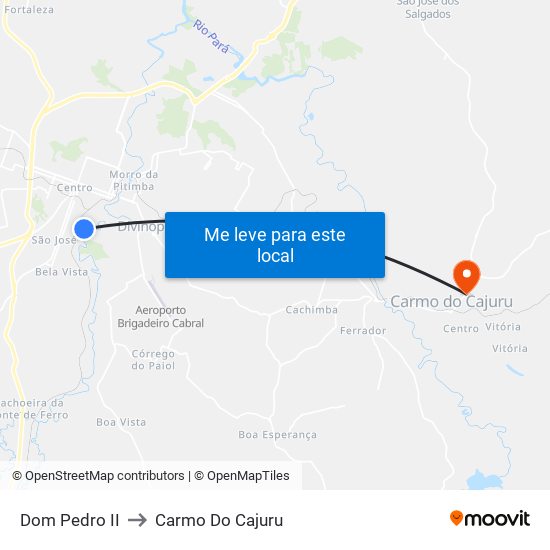 Dom Pedro II to Carmo Do Cajuru map