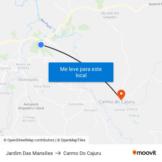 Jardim Das Mansões to Carmo Do Cajuru map