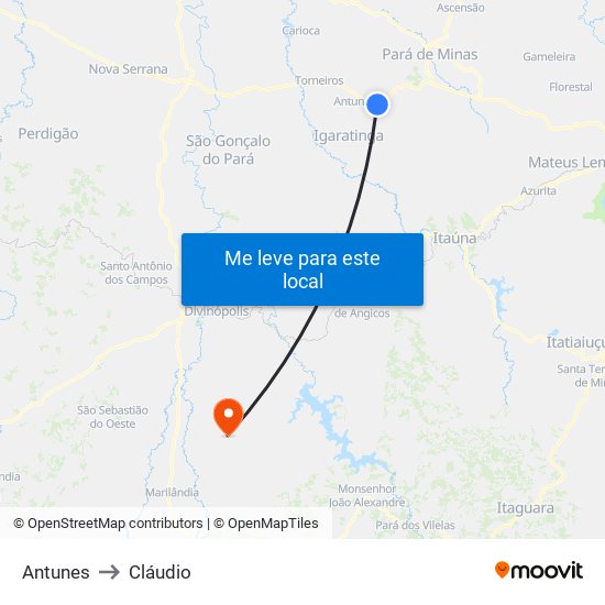 Antunes to Cláudio map