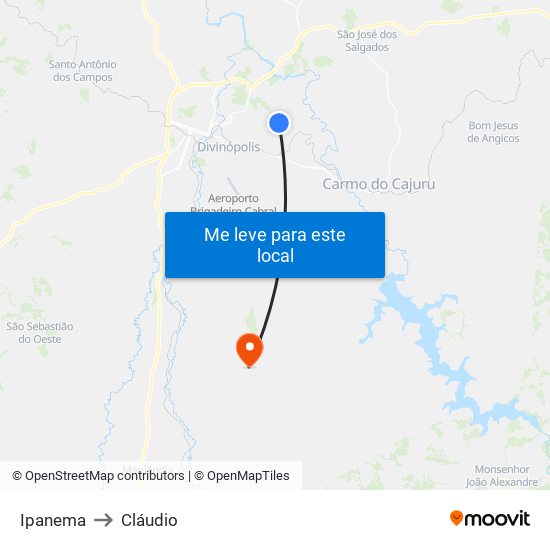 Ipanema to Cláudio map