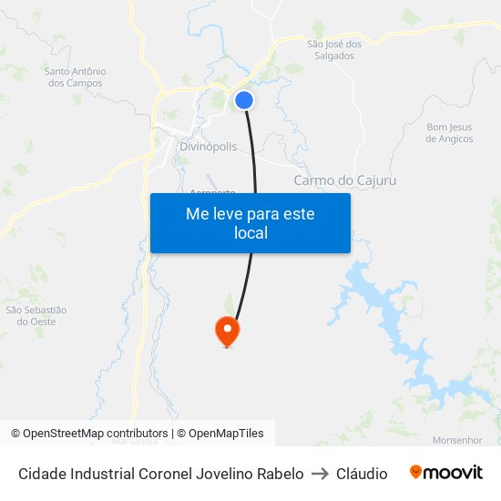Cidade Industrial Coronel Jovelino Rabelo to Cláudio map